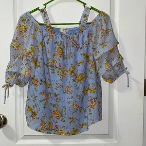 Blue Floral Printed Princess Blouse